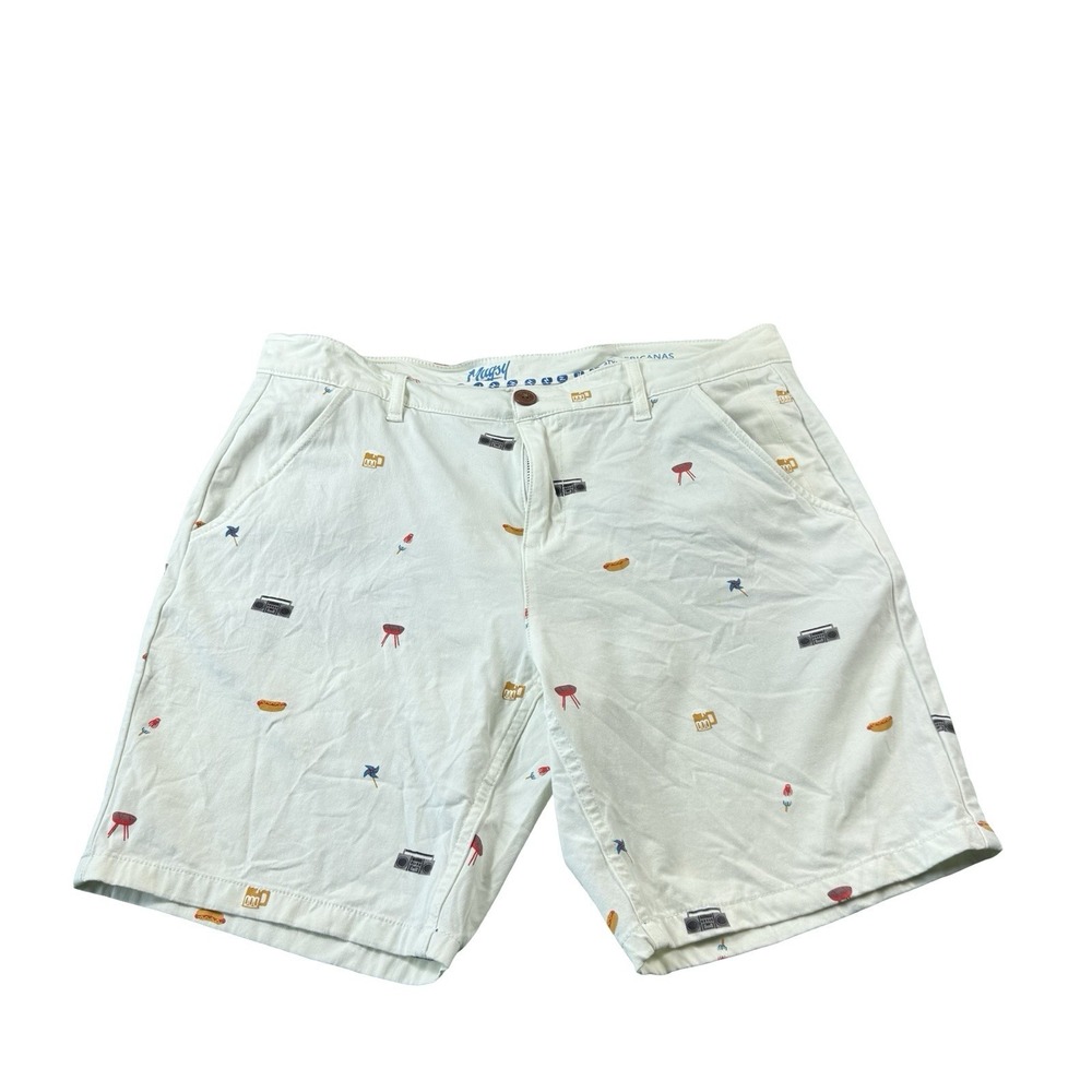 Mugsy Cream Americanas Stretch AOP Chino Mens Shorts 36 K4SNAM-36